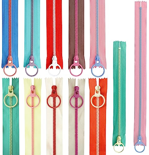 20 Pezzi Colori Cerniera, Colorata Resina Cerniere Lampo, 20cm e 30cm Cerniere per Cucire Colorata, Resina Chiusura Lampo Colorata in Resina con Anello in Metallo, per Cucito e Artigianato