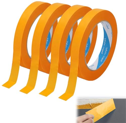 4 Rouleaux Ruban de Masquage Peinture,20mm x 50m Ruban Vinyle pour Masquage de Précision,Ruban de Masquage,Masquage Peinture,Rouleau Bande Adhesive Amovible Ruban de Masquage pour Peindre, Vernir