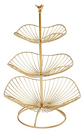 ARBGO Corbeille à fruits à 3 étages en métal à 3 niveaux - Support de panier à fruits en métal - Pour fruits, gâteaux, bonbons