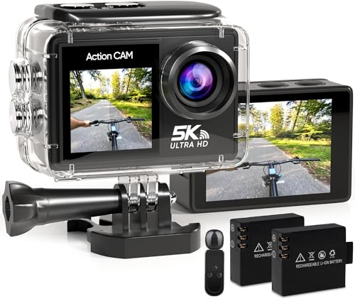 Strex Action Cam 5K 50MP - 60FPS / 30M Wasserdicht/WiFi - Touchscreen – Externes Mikrofon - Inklusive Zubehör - Action Kamera - Unterwasserkamera
