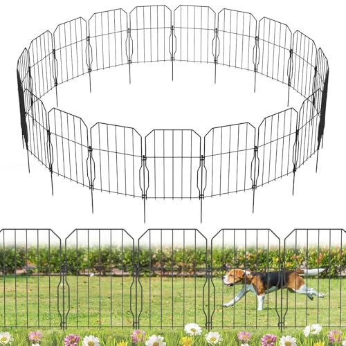 WELDUN Gartenzaun 19 Stücke Metall Steckzaun, Dekoration Gitterzaun für Garten, Total 590 cm (L) x 41 cm (H), Garten Zaun Gartenbeet und Tierbarriere, für Kaninchen, Hund, Hof