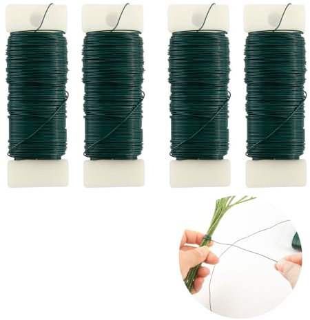 Xmart 4 Pièces 0,7mm * 35m Fil de Fer pour Fleurs Vert Fil de Jardinage Multifonctionnel Fil Jardin Souple pour Fixer Plantes et Fleurs Travaux Manuels Couronnes Arrangement de Bouquets