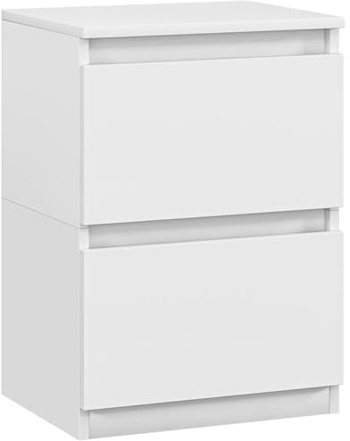 HOMCOM Nachttisch mit 2 Schubladen, Beistelltisch, Nachtschrank mit Stauraum, Nachtkommode für Schlafzimmer, Wohnzimmer, ca. 40 x 32 x 56 cm, Weiß