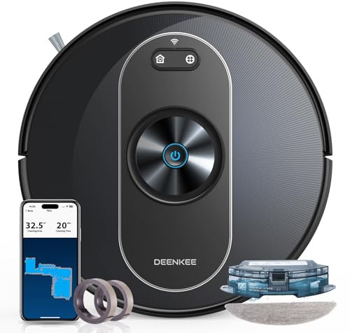 Deenkee Robot Vacuum Cleaner with Mop,4000Pa Strong Suction Robot Vacuum and Mop 3-in-1, 3.0 Gyro Navigation, Robotic Vacuum Auto Carpet Boost, 2.75-inch Slim, WiFi/APP/Alexa, for Pet Hair Hard Floor