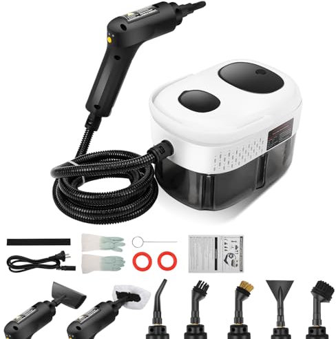 Pulitore a Vapore Portatile 2500W, Serbatoio da 1.4L, Manico Regolabile a 3 Livelli, Pulitore a Vapore Manuale per Carta da Parati, Pavimenti, Tappeti, Divani