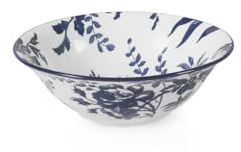 H&H Set 6 Coppe Catherine 12,5 cm – Porcellana Decorata Blu Stile Floreale Inglese, Ciotole per Dessert e Snack, Lavastoviglie e Microonde