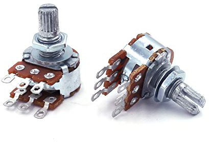 2x Potentiomètre stéréo logarithmique Axial 500KΩ (A500K), pour fil a soudé