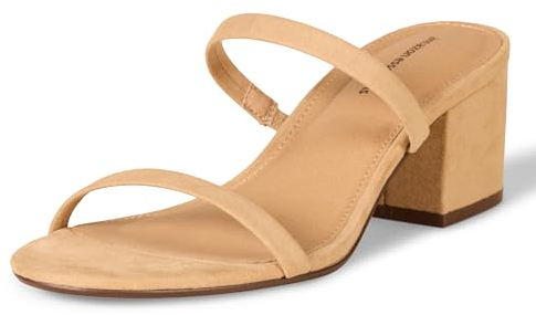 Amazon Essentials Damen Dünne Pantolette mit Zwei Riemen und Absatz, Bräunen, 42 EU