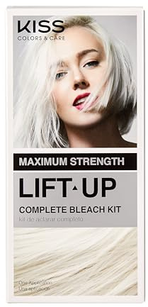 KISS Lift Up Complete Hair Bleach & Icy Silver Toner Kit, Gentle Conditioning Formula that Reduces Brassiness, Complete 6-Pc DIY Bleach Kit, ICE