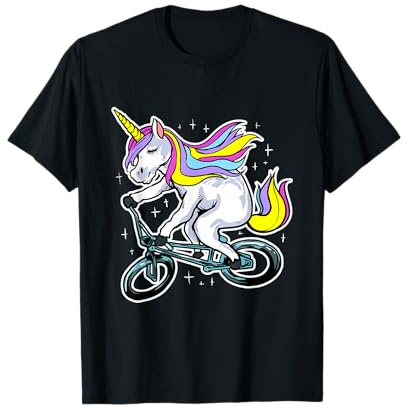 Drôle Vélo BMX Cavalier à Bicyclette Costume De Licorne T-Shirt
