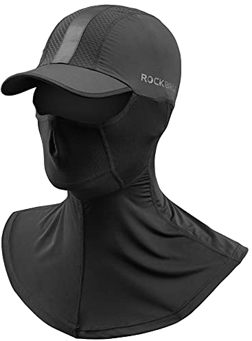 ROCKRBOS Cagoule de Vélo Été Facekini Cool Protection UV Cagoule Respirant Élastique Activités de Plein Air Cyclisme Randonné Pêche Golf Course Séchage Rapide Compatible avec Casque Unisexe Noir