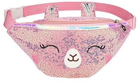 HIFOT Glitter enhörning midjeväska för flickor, midjeväska med justerbart bälte, enhörning axelväska väska för barn sport löpning, ROSA, Einheitsgröße
