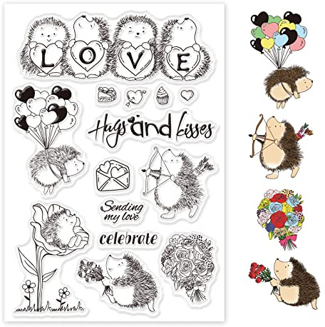 GLOBLELAND día de San Valentín Sello Transparente Sello de Silicona Sellos Transparentes de Goma para Hacer Tarjetas DIY Decoración de Álbum de Recortes