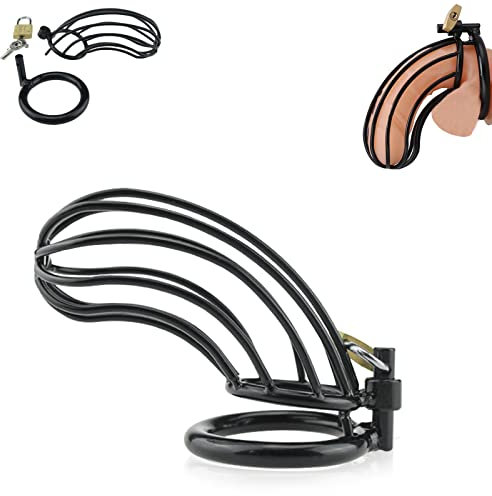 Peniskäfig Metall Keuschheitskäfig Herren Metall Chastity Cage Male Metall Penis Käfig,3 Größen,Edelstahl Cock Cage mit Schloss,SM Bondage Sex Spielzeug ab 18 für Paare Extrem Sex Spiel (L)