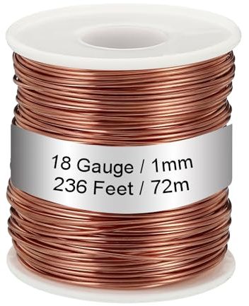 PATIKIL 99.9% Soft Copper Wire, 18 Gauge/1mm Diameter 236 Feet/72m 1.1 Pound Spool Pure Copper Wire for Jewelry Making Beading Garden Plants
