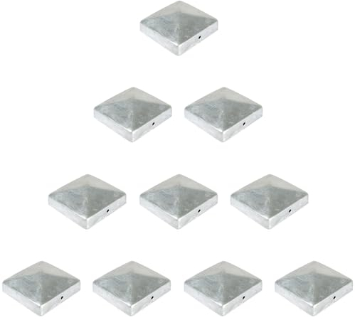 MEIN GARTEN VERSAND 10er Set Pfostenkappe Pyramide | Maß 9x9 cm (91x91 mm) eckig | aus Stahl, feuerverzinkt | Zaunpfostenkappen | Pfosten-Abeckkappe | Zaunkappen | Pfostendeckel | Pfostenabdeckung