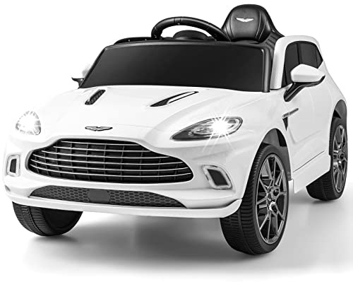COSTWAY 12V Aston Martin DBX Kinder Elektroauto mit 2,4G-Fernbedienung, Kinderauto 1,4-2,5 km/h mit Scheinwerfer, Musik und Hupen, für Kinder ab 3 Jahre alt (Weiß)
