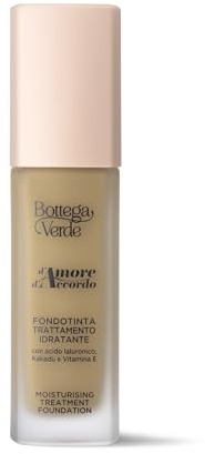 Bottega Verde - d'Amore d'Accordo - Fondotinta trattamento idratante 12 ore con blend di acido Ialuronico, Kakadù e Vitamina E (30 ml) - nocciola