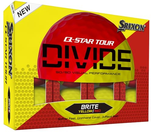 Srixon Q-STAR DIVIDE 12 Tour quality golf balls - Perfect for short game - FastLayer core - High ball compression, Yellow/Red