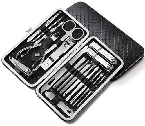 JYJLLM Manicure Set, 19 pcs Nail Clippers，Toe Nail Clippers for Thick Nails，Pedicure Sets for feet，Care Kit Manicure Professional，Nail Clipper，Suitable for Gift for Men Women Friends (Black)