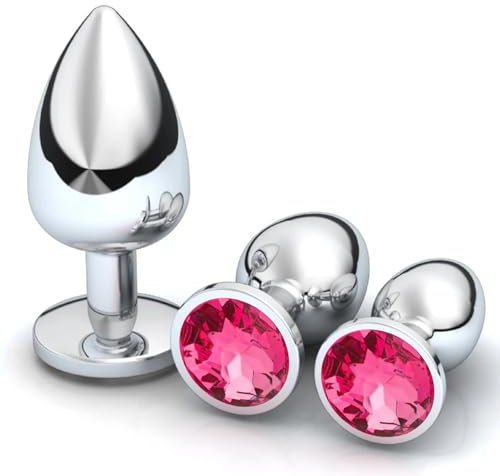 3 Stücke Metall Analplug,mit Kristall Diamant sex spielzeug,Sex Spielzeug für Die Frau Männer, Butt Plug Kit,Hygienisches Anal Toy,für Anfanger für Frauen Männer Paare (Rosarot)