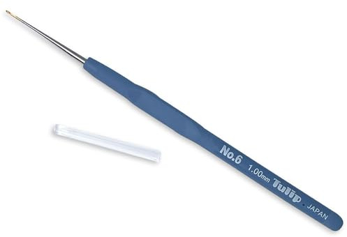 Fridda's Wollhaus Tulip Etimo Steel Crochet Hook with Padded Handle Fillet Crochet in 8 Sizes (Blue, 1.0)