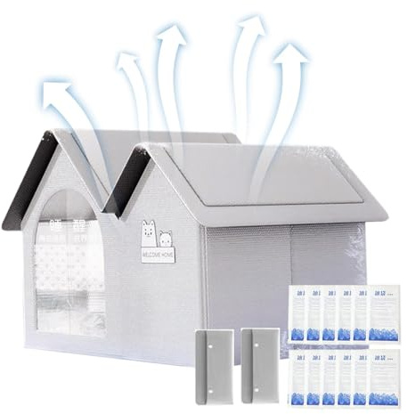 Casa para gatos con aire acondicionado, refugio de refrigeración para gatos, casa ventilada para mascotas, refugio grande para gatos y perros, casa para perros con bolsas de hielo, refugio para