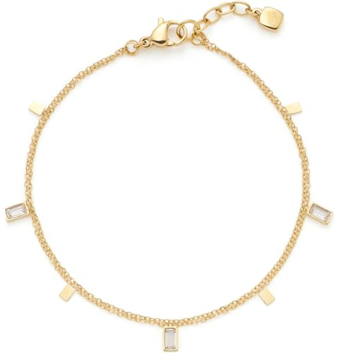 JEWELS BY LEONARDO armband Ciao Liora, armsmycken av guldfärgat rostfritt stål, rektangulära plattor och klara baguetteglasstenar, 18–20 cm långa, smycken damer, 024457, Eine Grösse, Rostfritt stål,