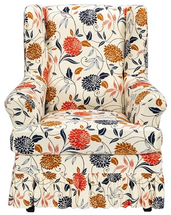 CRFATOP 2 Piece Stretch Wingback Chair Cover with Skirt for Living Room,16