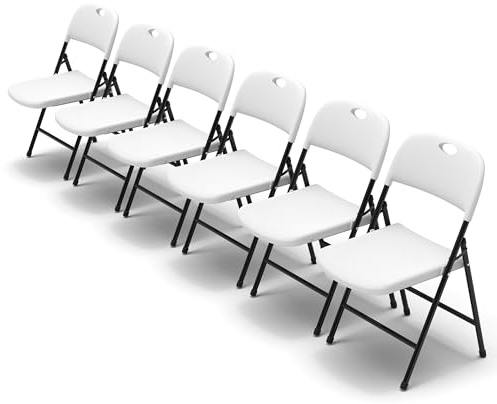 Winlice Folding Chairs Set of 6, Heavy Duty Large Backrest Folding Chair 650 Weight Limit, Suitable for Indoor and Outdoor,Wedding Activities,White