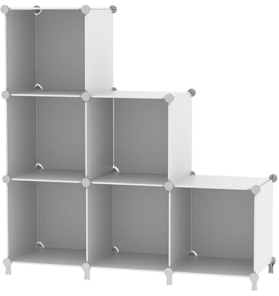 ATTDETJL 6-Cube Storage Unit,PP Shelving Unit for Clothes Storage Bookshelf