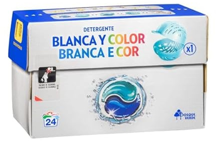Bosque Verde Laundry Detergent Capsules for Whites and Colours, Marseille Soap Scent, 24 Capsules, 528g, Pack of 3