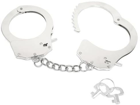 Esposas de Policía de Metal, Accesorios Plata para Disfraces, Juego de Rol, Fiestas Temáticas, Carnaval, Prop de Simulación, Diámetro 4.5-6cm Ajustable