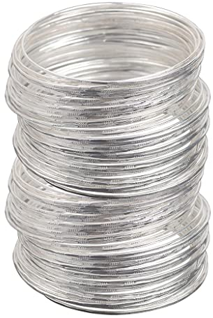 Generic 100 Stück Armbänder Set Damen Schmaler Leichter Armreifen Armschmuck, Silberfarbe