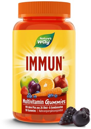 Immun Komplex Multivitamin Gummies I Mit Vitamin C und Zink hochdosiert Immunsystem stärken I Kirsch- und Traubengeschmack I 3 Monate Vorrat I Vitamin Gummies - mit Vitamin A C D E und Zink I 90 Stk