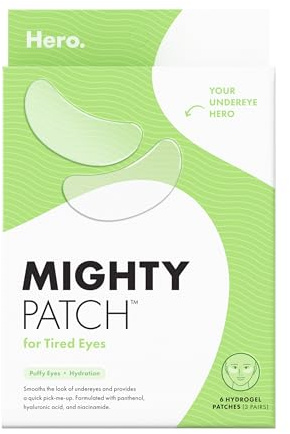 HERO COSMETICS Mighty Patch™ for Tired Eyes Patches - Soothing Hydrogel Patches - Awakens and Visibly De-puffs Undereyes with Multiple Applications (6 Count)