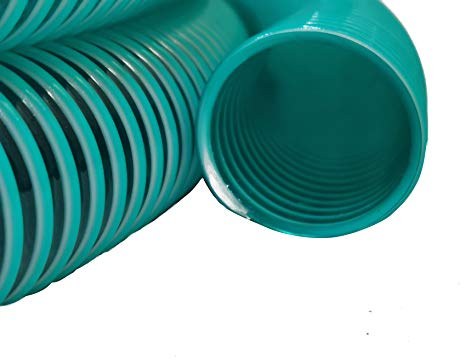 HeRo24 Manguera en espiral de 40 mm – 10 m – Manguera de succión, manguera de presión y manguera de alimentación – Verde/transparente – Manguera flexible de PVC para estanque, jardín, bombas y