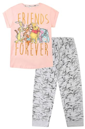 Disney Womens Winnie The Pooh, Eeyore, Tigger, Piglet, Kanga and Roo Forever Friends Long Ladies Pyjama Set (18-20) Pink