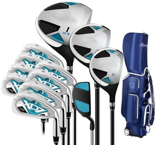 DEMCAY Komplettset Golfpaket ausgestattet, Herren-Golfschläger mit Carbonschaft, Herren 13-teilig, inklusive Driver, Fairway, Hybrid, Eisen, Putter, Vertical Bag