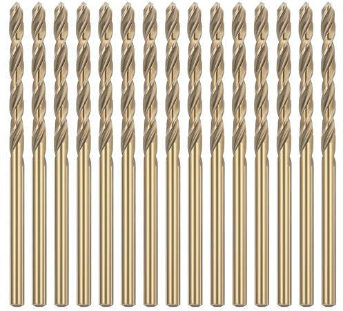 15 Pcs 1/8 Cobalt Drill Bit M35 High-Speed Steel Twist Drill Bit for Stainless Steel Hard Metal Cast Iron Plastic Wood