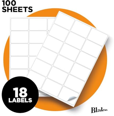 Blake PFW | etiquetas autoadhesivas para envío 18 etiquetas por hoja | 1800 unidades | 100 hojas | etiquetas para dirección de envío | compatibles con impresora láser | etiquetadora | LAB A41-18PE