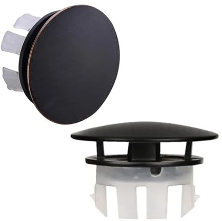 ZAAWUUT Copertura per troppopieno per lavello in ottone massiccio, doppio strato di rame, anello solido inserto nel foro, tappi rotondi per casa, centro commerciale, cucina, bagno (nero)