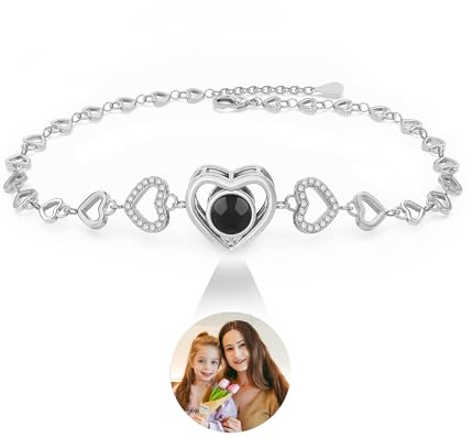 Easycosy Regalo Dia de la Madre, Pulsera Mujer Personalizada, Pulsera con Foto Dentro, Pulseras Personalizadas con Foto Proyeccion, Regalos Originales para Mamá, Mujer, Esposa, Pareja, Amigo, Novio