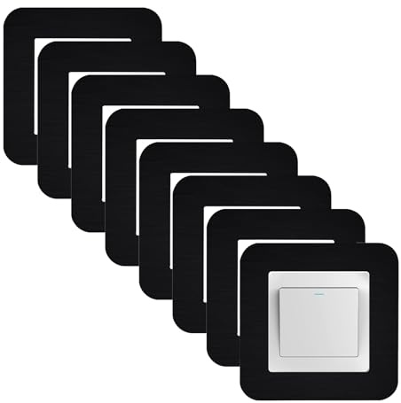 KUKUJIWA 8PCS Matt Black Light Switch Surround, Wall Plates for Light Switches,Light Switch Cover Plate,Finger Plates for Light switches,Light Switch Frame Surround for Home Decoration