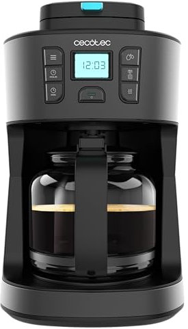 Cecotec Cafetières Filtre Coffee 66 Grind & Drop. 1086W, Moulin à Lames, Jusqu’à 12 Tasses, Technologie Extremearoma, Cafetière Filtre Digitale, En Acier Inoxydable, Arrêt Automatique