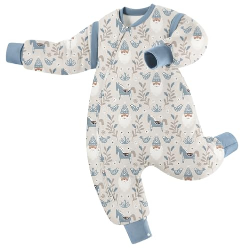 Looxii Saco de Dormir para Bebé de Invierno con Pies Algodón 3.0 TOG Saco de Dormir con Mangas extraíbles Cálido Manta Envolvente para Dormir para Unisex Bebés Niñas Niños 6-18 Meses
