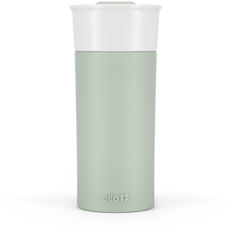 Ello Ogden 16oz Ceramic Travel Mug with Splash-Resistant Slider Lid and Protective Silicone Sleeve, Perfect for Coffee or Tea, BPA-Free, Dishwasher Safe, Honeydew