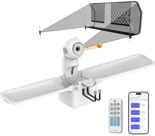 Table Tennis Robot, PUSUN Ping Pong Machine with Ball Recycling Facility, Built-in Preset Training Drills, Smart App Control, Real-time Spin/Speed/Landing Point Adjustment,Easy to Install