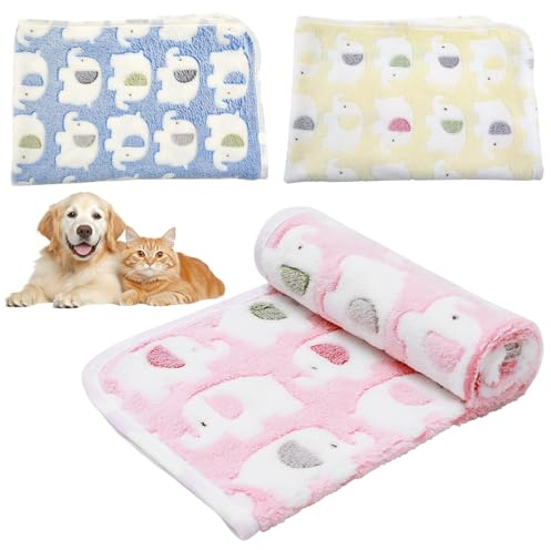 3 Pack Super Soft Pet Blankets - 60x40 cm Fluffy Fleece Throws for Cats & Small Dogs - Machine Washable, Warm & Cozy for Beds, Sofas, Car Seats, Crates & Travel - Furniture Protector & Comfort Blanket