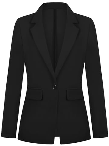 Kyzoeyou Womens Blazer Suit One Button Blazers Suit Notched Lapel Jacket Formal Elegant Smart(Black S)